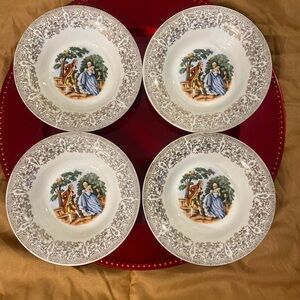 Sheffield American Limoges 22K Gold Fruit Dessert Bowl Set of 4